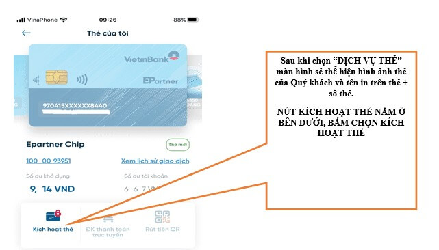 Cách kích hoạt thẻ tín dụng Vietinbank online trên app