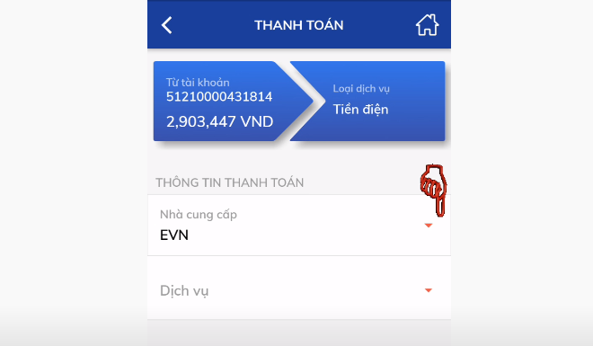 chon-nha-cung-cap-de-thanh-toan-tien-dien-qua-bidv-smartbanking