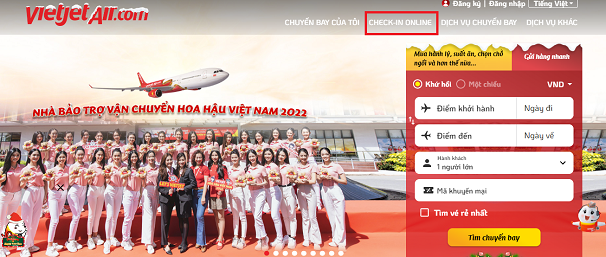 Cách check in vé máy bay điện tử Vietjet online