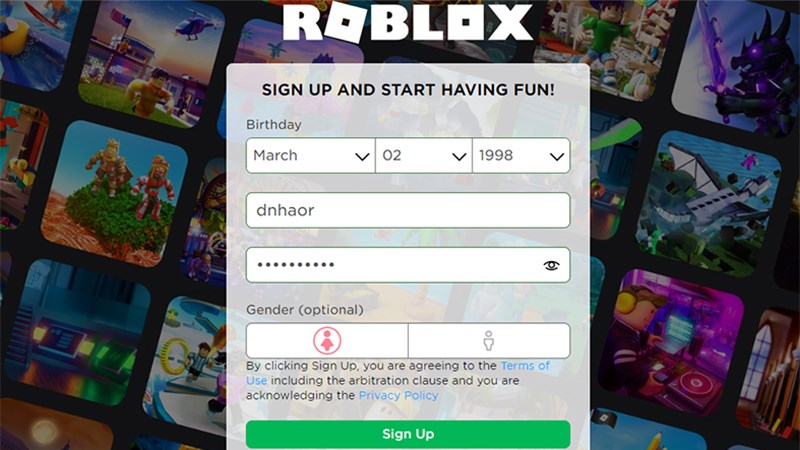 Đăng ky tài khoản chơi Roblox trực tuyến