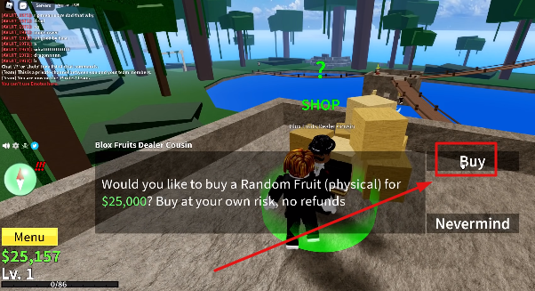 Đổi lệnh random Blox Fruit
