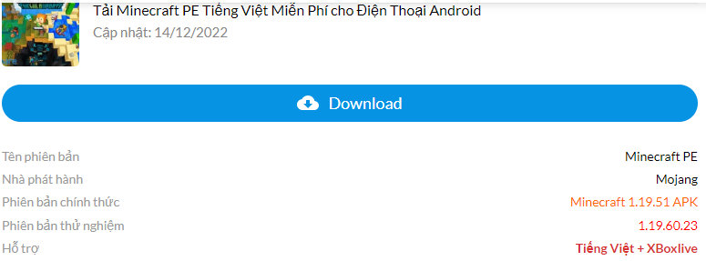 Tải Minecraft tiếng Việt