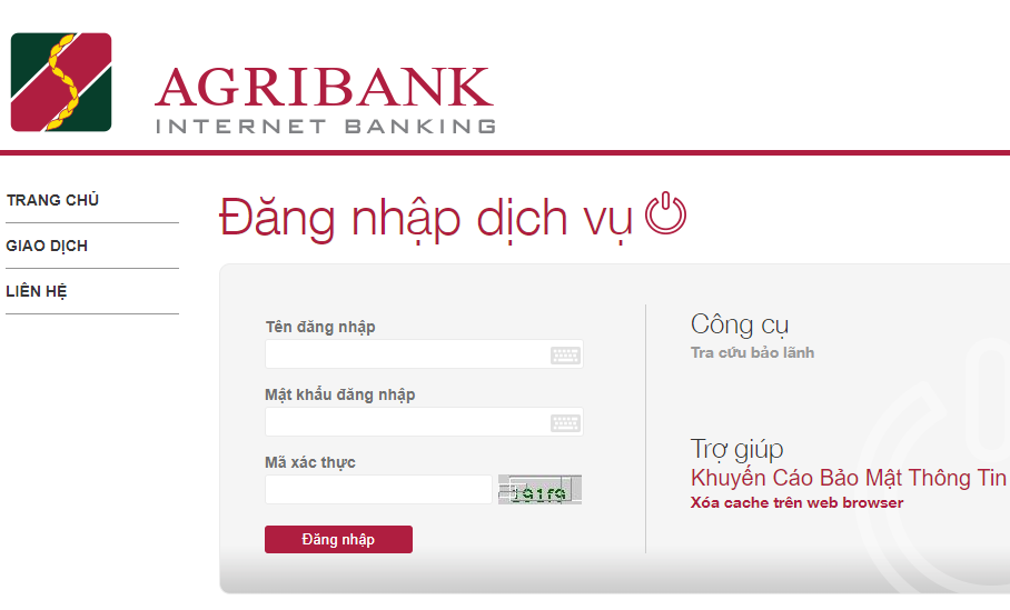 đăng nhập Agribank bằng số tài khoản