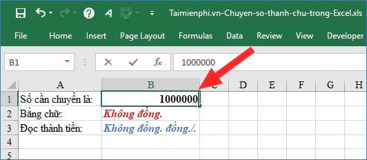 Hàm đọc số tiền bằng chữ trong Excel không cần add-in