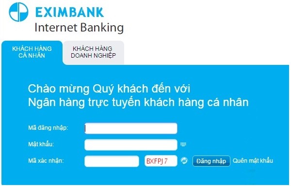 Tên đăng nhập Eximbank 