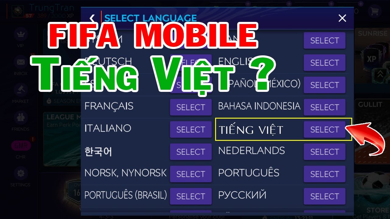 Thay đổi ngôn ngữ Fifa Mobile hàn quốc