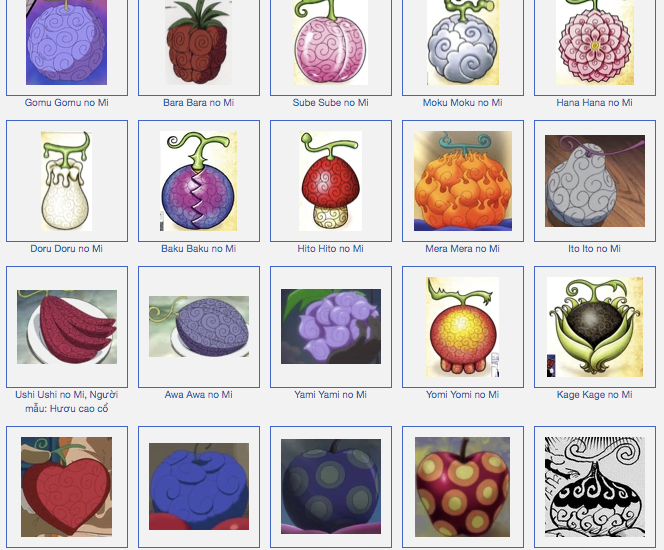 HÌnh vẽ tất cả các trái ác quỷ trong Blox Fruit