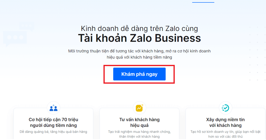 Đăng ký nâng cấp tài khoản Business Zalo Pro 1