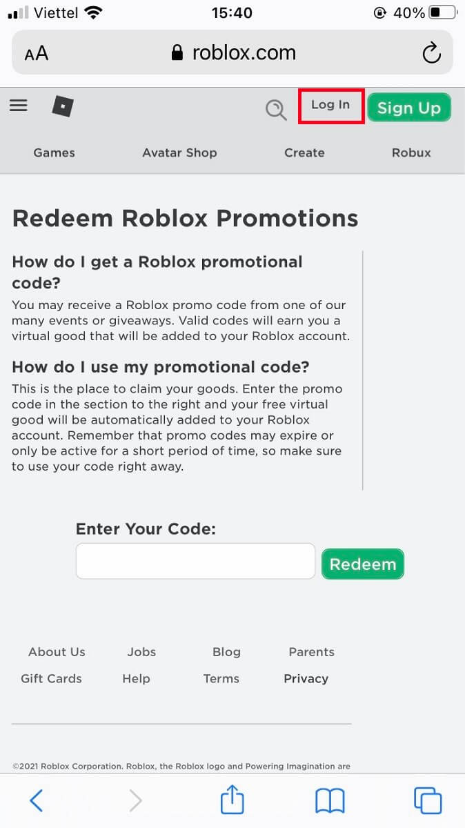 Code Robux free