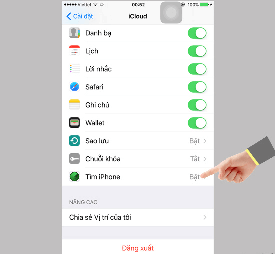 cách đăng xuất icloud khi bị mất điện thoại