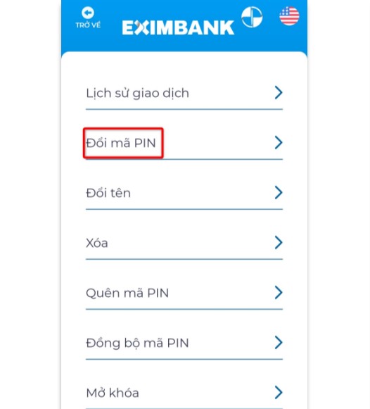 cách đổi mã pin eximbank trên điện thoại