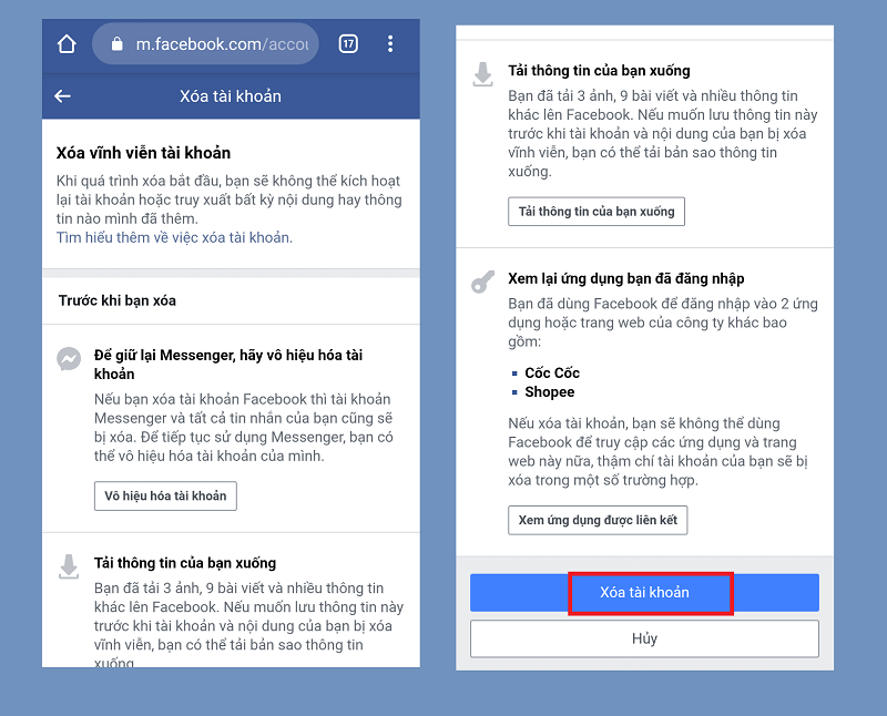 Cách xoá tài khoản Facebook khi không đăng nhập được trên điện thoại - Bước 4