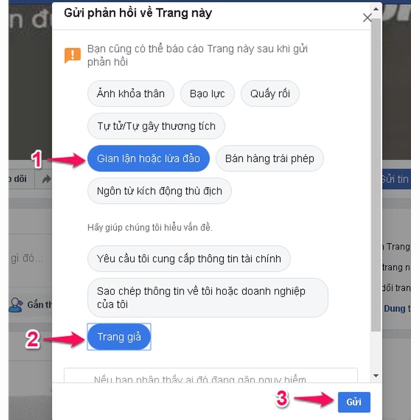 Report Fanpage, trang Facebook bị hack - Bước 3