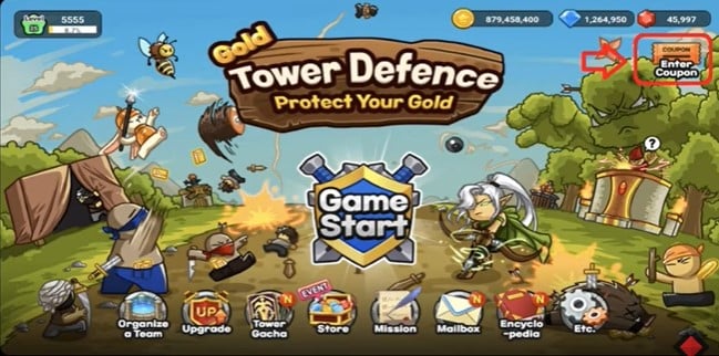 cách nhập Code gold tower defence 