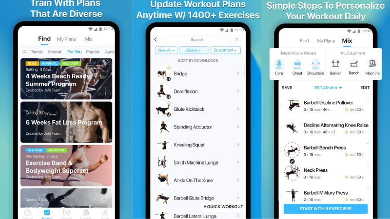 app tập gym tăng cân