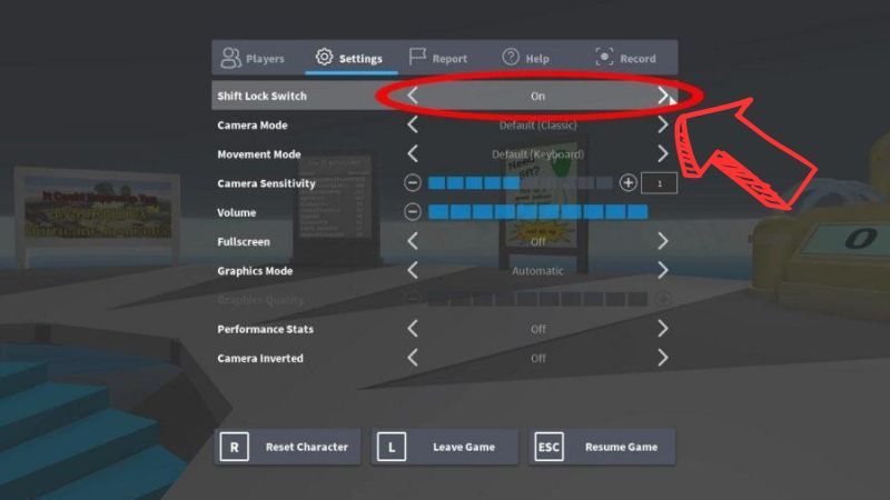 Cách bật Shift Lock trong Roblox pc