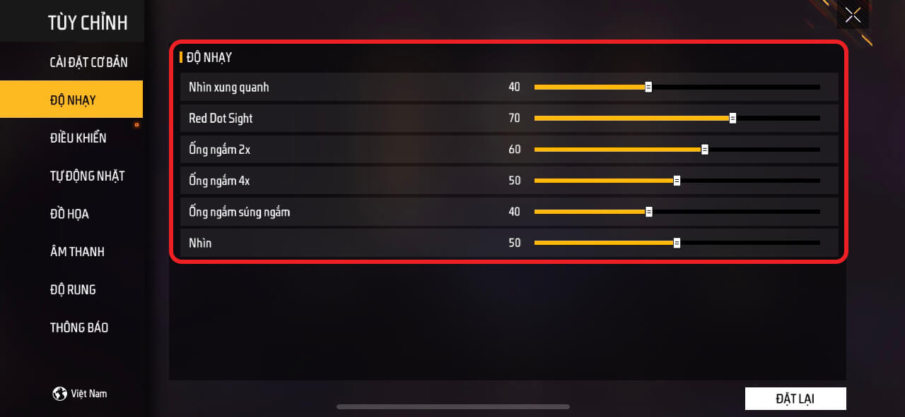 Cách chỉnh độ nhạy Free Fire trên IOS 4