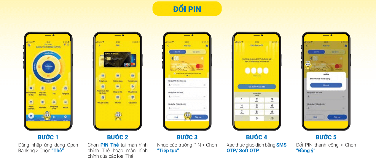 Cách đổi mã PIN Nam Á Bank trên điện thoại