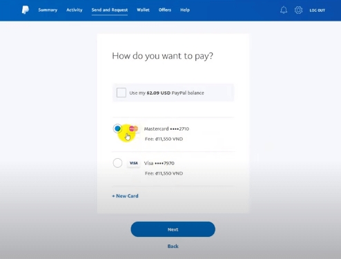 Cách nạp tiền vào Paypal bằng tài khoản ngân hàng 2