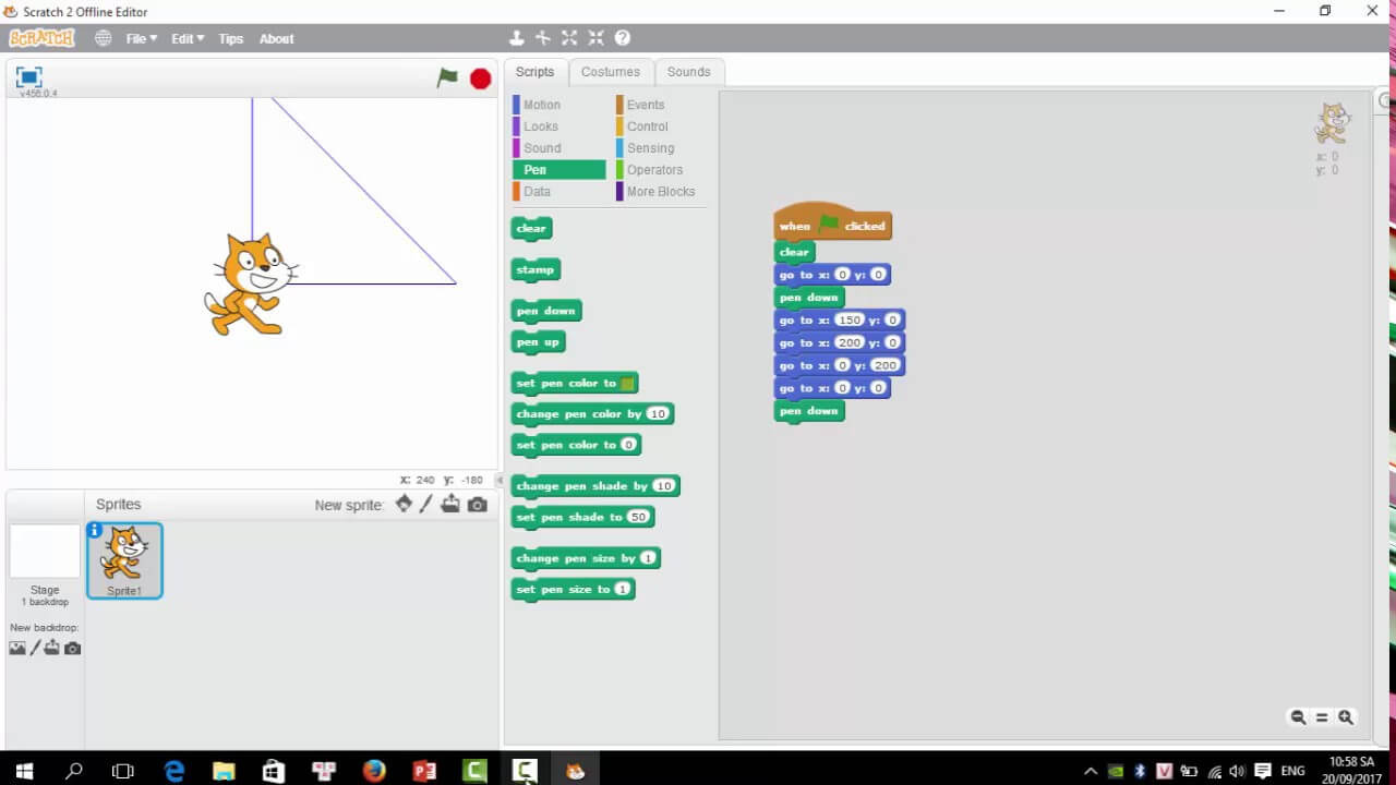 Cách vẽ hình tam giác trong Scratch