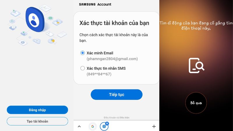 tìm điện thoại samsung bị mất bằng gmail