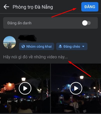 bước 5 cách đăng video 2 ô lên fanpage trên android