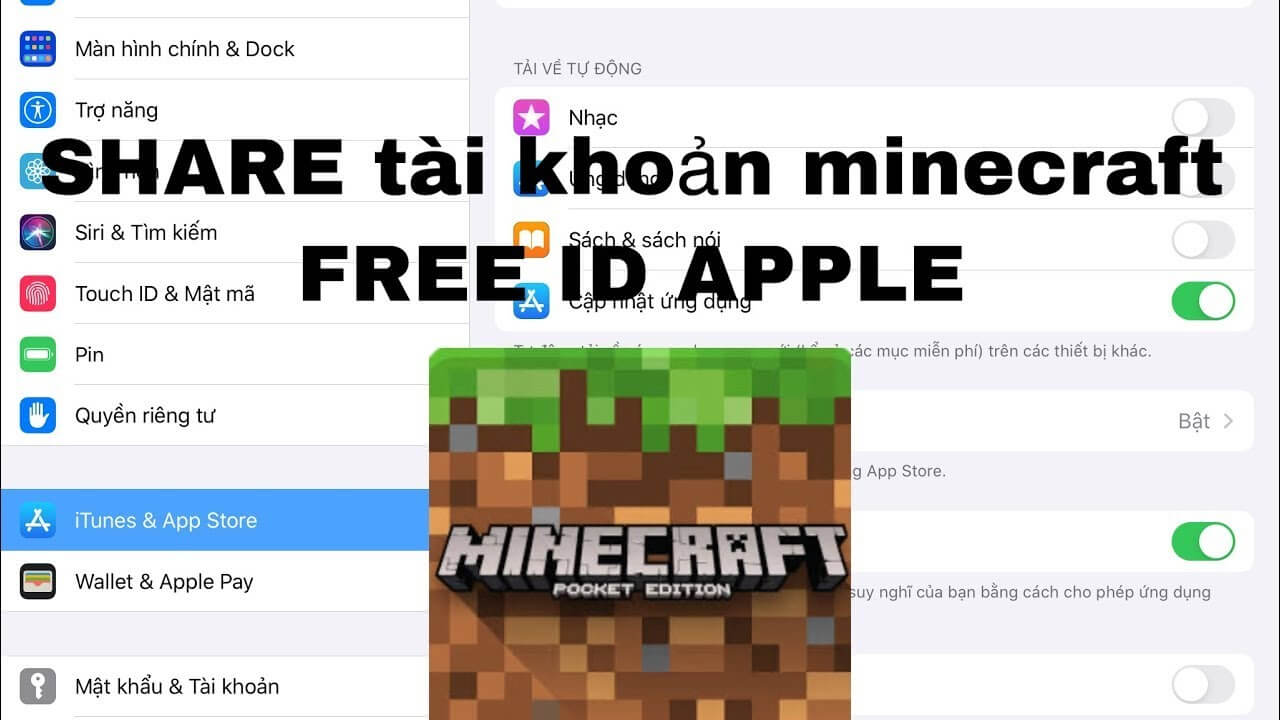 Share ID Apple có Minecraft không bị khóa