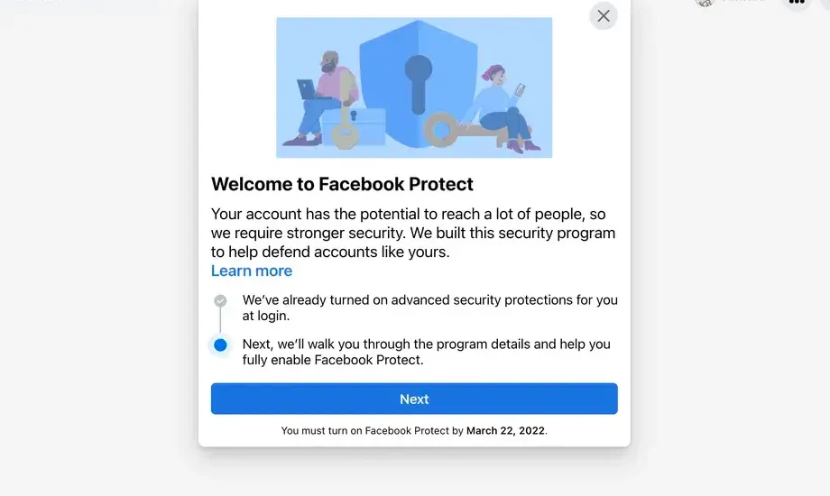 Cách bật Facebook Protect trên máy tính