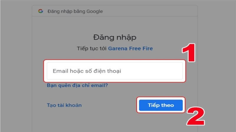 liên kết tài khoản Free Fire với Google 